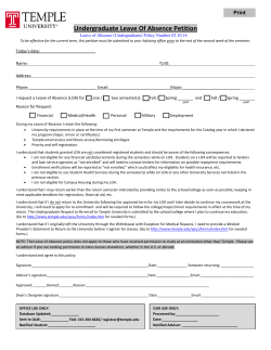 Undergraduate Leave Of Absence Petition