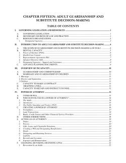CHAPTER FIFTEEN: ADULT GUARDIANSHIP AND SUBSTITUTE DECISION-MAKING TABLE OF CONTENTS
