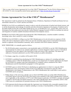 License Agreement for Use of the UMLS Metathesaurus