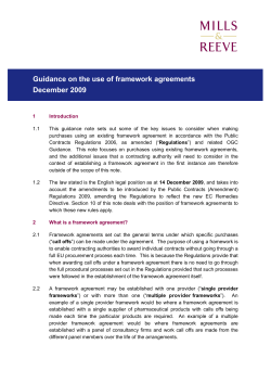 Guidance on the use of framework agreements December 2009