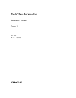 Oracle Sales Compensation  Concepts and Procedures