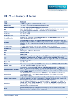 SEPA – Glossary of Terms