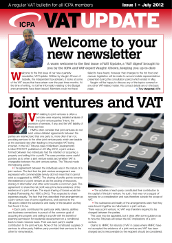 VAT UPDATE Welcome to your new newsletter