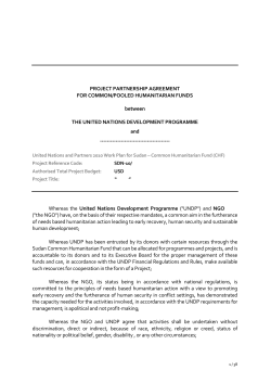 PROJECT PARTNERSHIP AGREEMENT FOR COMMON/POOLED HUMANITARIAN FUNDS between