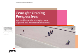Transfer Pricing Perspectives: Sustainable transfer pricing in an era