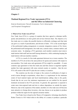 Chapter 3 Thailand Regional Free Trade Agreements (FTA)