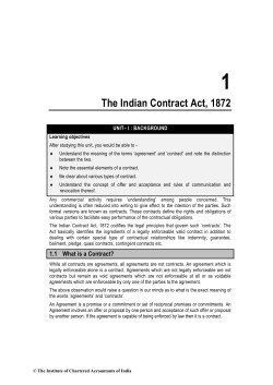 1 The Indian Contract Act, 1872 UNIT– I : BACKGROUND