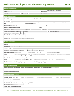 Work Travel Participant Job Placement Agreement  Name of Company Description of Company