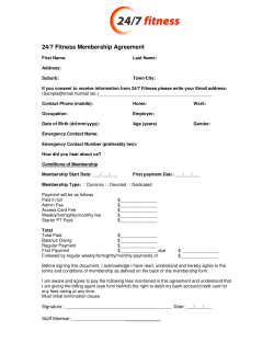 24/7 Fitness Membership Agreement