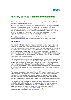 Advisory booklet – Redundancy handling