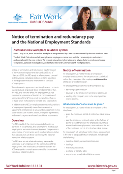 Notice of termination and redundancy pay and the National Employment Standards