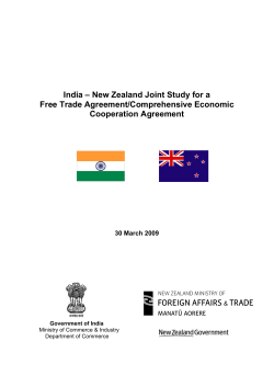 India – New Zealand Joint Study for a Cooperation Agreement