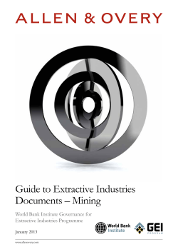Guide to Extractive Industries Documents – Mining World Bank Institute Governance for