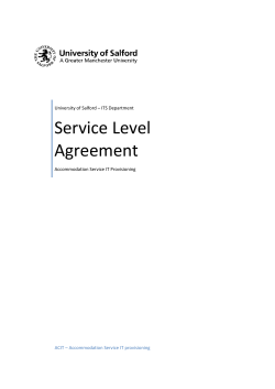 Service Level Agreement  University of Salford – ITS Department