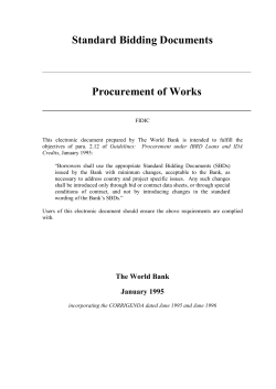 Standard Bidding Documents  Procurement of Works