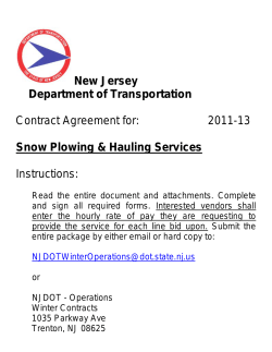 New Jersey Department of Transportation  Snow Plowing &amp; Hauling Services