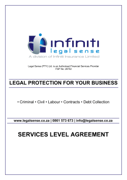 SERVICES LEVEL AGREEMENT LEGAL PROTECTION FOR YOUR BUSINESS