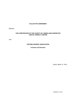 Between: And: COLLECTIVE AGREEMENT