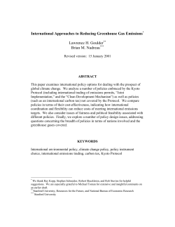 International Approaches to Reducing Greenhouse Gas Emissions Lawrence H. Goulder
