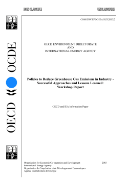 Policies to Reduce Greenhouse Gas Emissions in Industry - Workshop Report