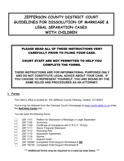 JEFFERSON COUNTY DISTRICT COURT GUIDELINES FOR DISSOLUTION OF MARRIAGE &amp; WITH CHILDREN