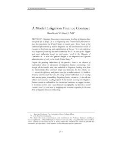 A Model Litigation Finance Contract