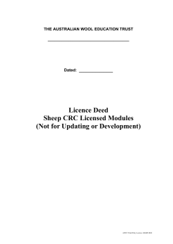 Licence Deed Sheep CRC Licensed Modules (Not for Updating or Development)