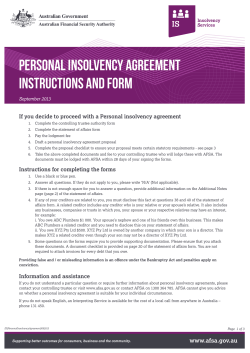 Personal Insolvency Agreement instructions and form September 2013