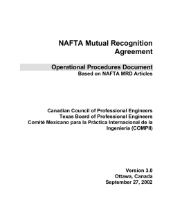 NAFTA Mutual Recognition Agreement Operational Procedures Document