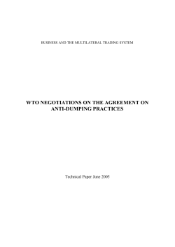 WTO NEGOTIATIONS ON THE AGREEMENT ON ANTI-DUMPING PRACTICES Technical Paper June 2005