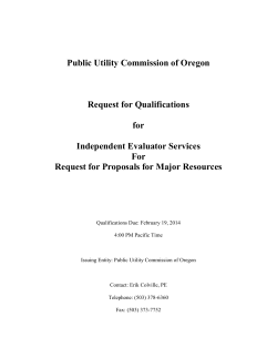 Public Utility Commission of Oregon  Request for Qualifications for
