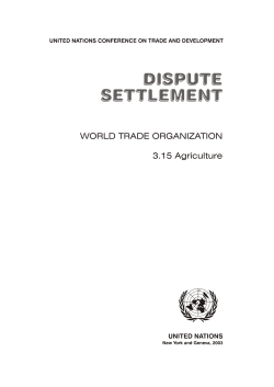 WORLD TRADE ORGANIZATION 3.15 Agriculture