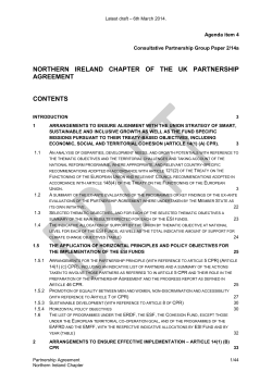 NORTHERN IRELAND CHAPTER OF THE UK PARTNERSHIP AGREEMENT CONTENTS