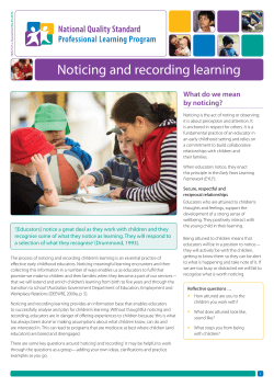 Noticing and recording learning What do we mean by noticing?