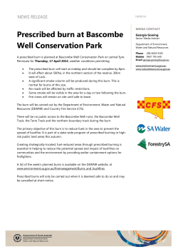 Prescribed burn at Bascombe Well Conservation Park NEWS RELEASE