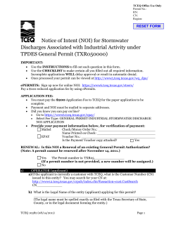 Notice of Intent (NOI) for StormZater TPDES General Permit (TXR050000)