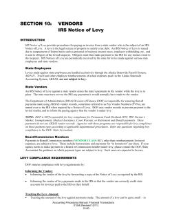 SECTION 10:  VENDORS  IRS Notice of Levy