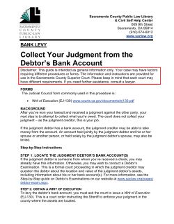 Collect Your Judgment from the Debtor’s Bank Account  BANK LEVY