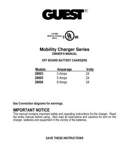 Mobility Charger Series IMPORTANT NOTICE Models