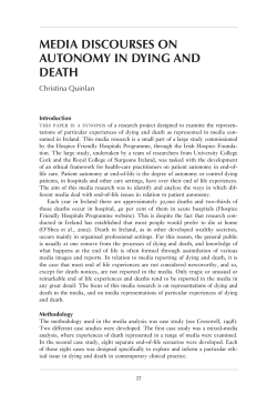 MEDIA DISCOURSES ON AUTONOMY IN DYING AND DEATH Christina Quinlan