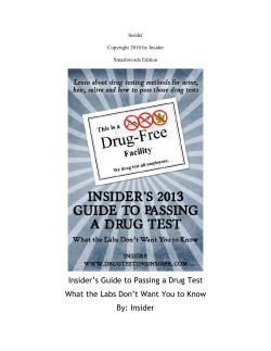 Insider’s Guide to Passing a Drug Test By: Insider Insider