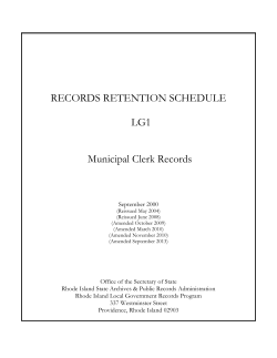 RECORDS RETENTION SCHEDULE LG1 Municipal Clerk Records