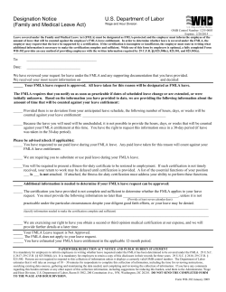 Designation Notice U.S. Department of Labor (Family and Medical Leave Act)