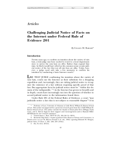 Articles Challenging Judicial Notice of Facts on Evidence 201