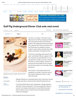 Gulf Pig Underground Dinner Club sets ne t event