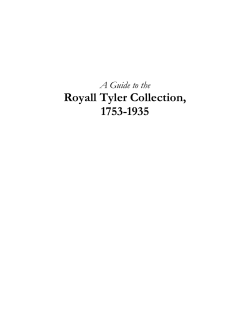 Royall Tyler Collection, 1753-1935 A Guide to the