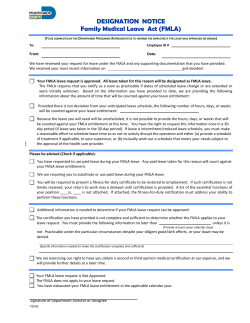 DESIGNATION  NOTICE Family Medical Leave  Act (FMLA) (T D