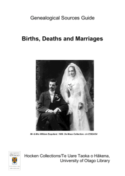 Births, Deaths and Marriages Genealogical Sources Guide ākena,