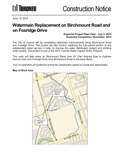 Construction Notice  Watermain Replacement on Birchmount Road and on Foxridge Drive