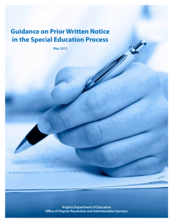 Guidance on Prior Written Notice in the Special Education Process